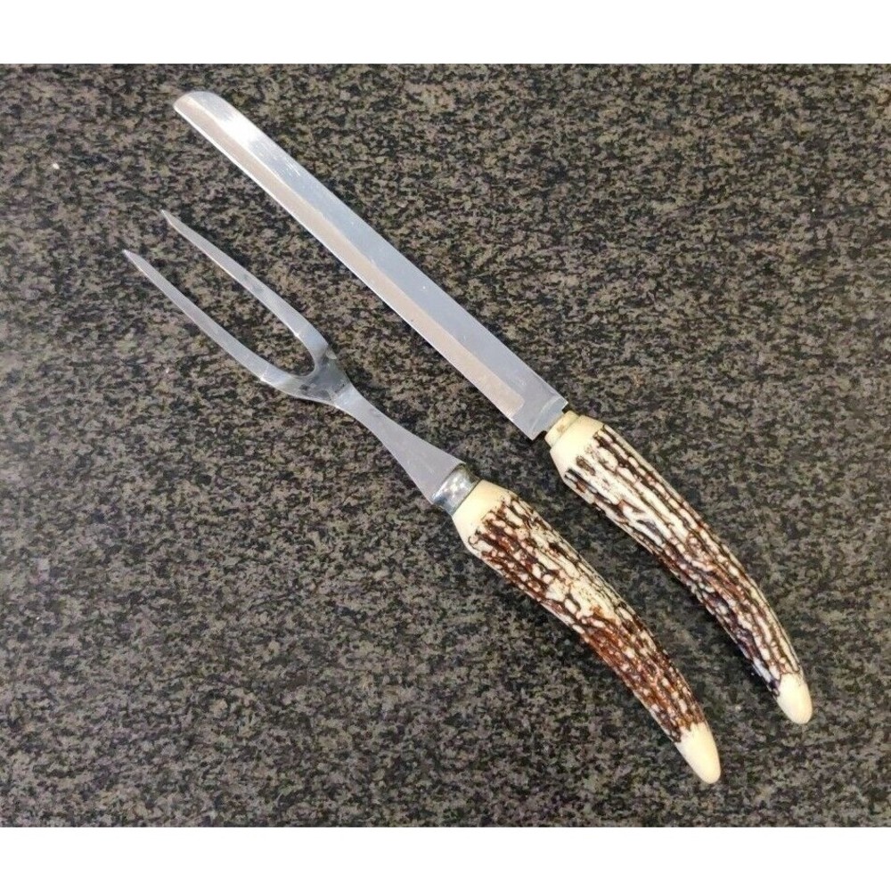 Vintage Crown Awards 2 Piece Carving Knife Fork set - Read